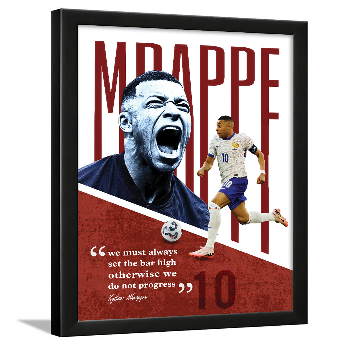 Mbappe Quotes Chaka Chaundh - Kylian Mbappé Quotes Frame Poster for Wall Decor