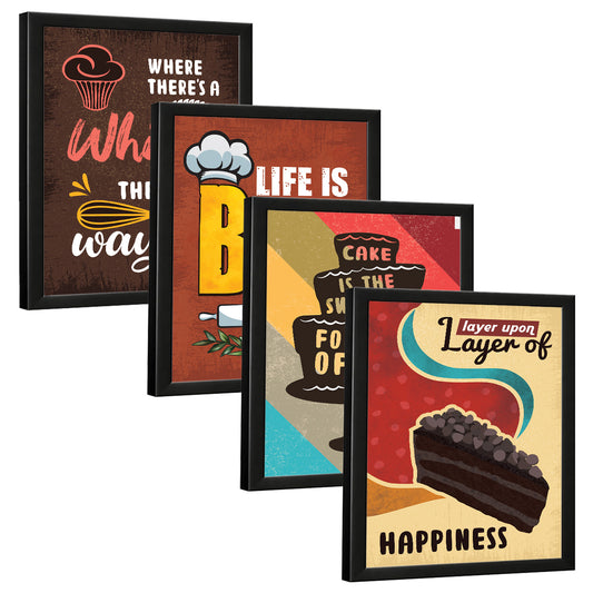 Kitchen Bakery cake food Quotes (Set of 4)