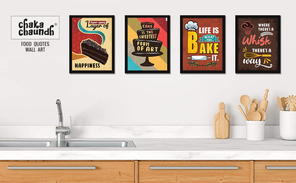 Kitchen Bakery cake food Quotes (Set of 4)