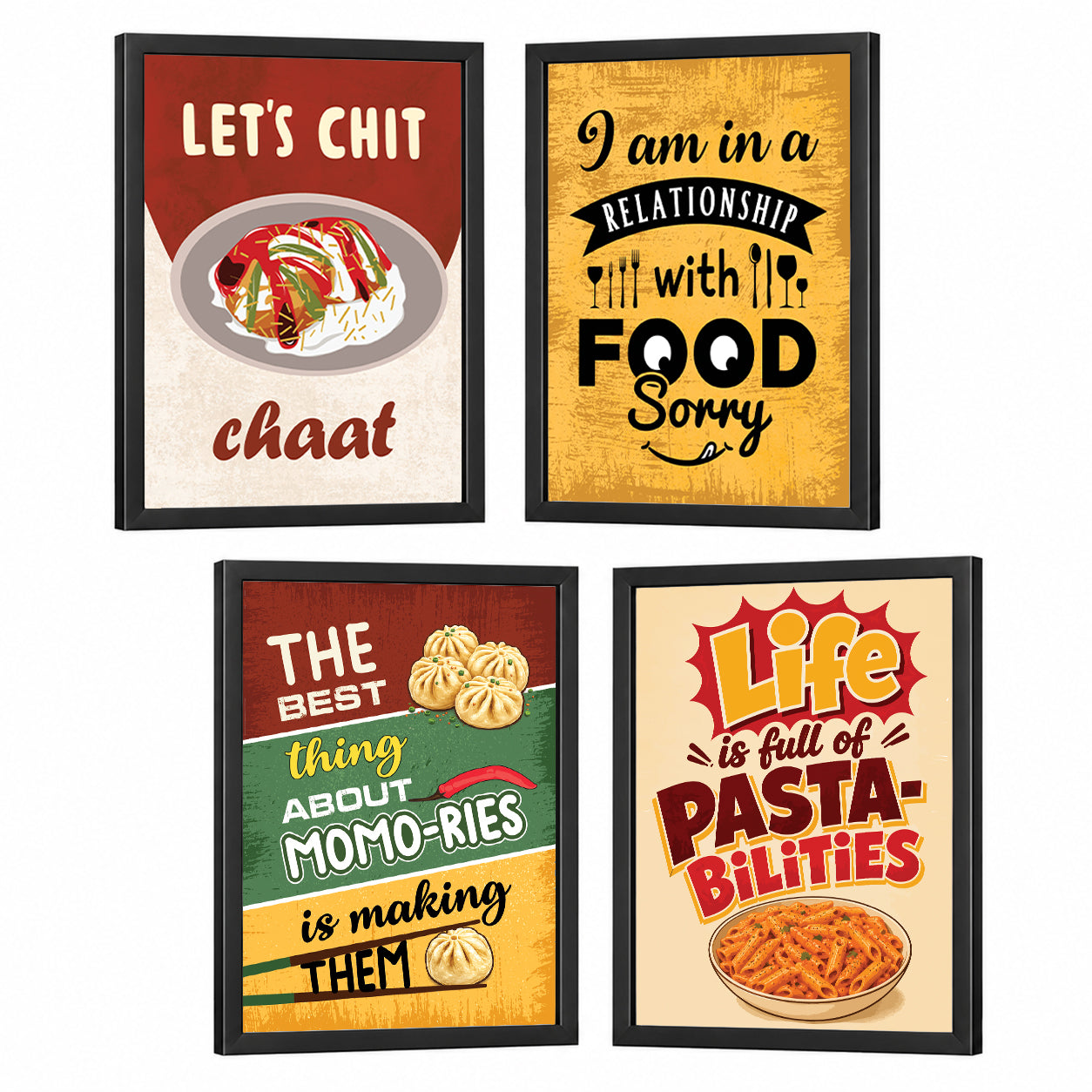 Restaurant Chaat Pasta Momos Food (Set of 4)