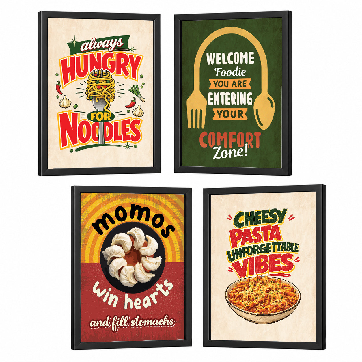 Restaurant Noodles Pasta Momos Food (Set of 4)