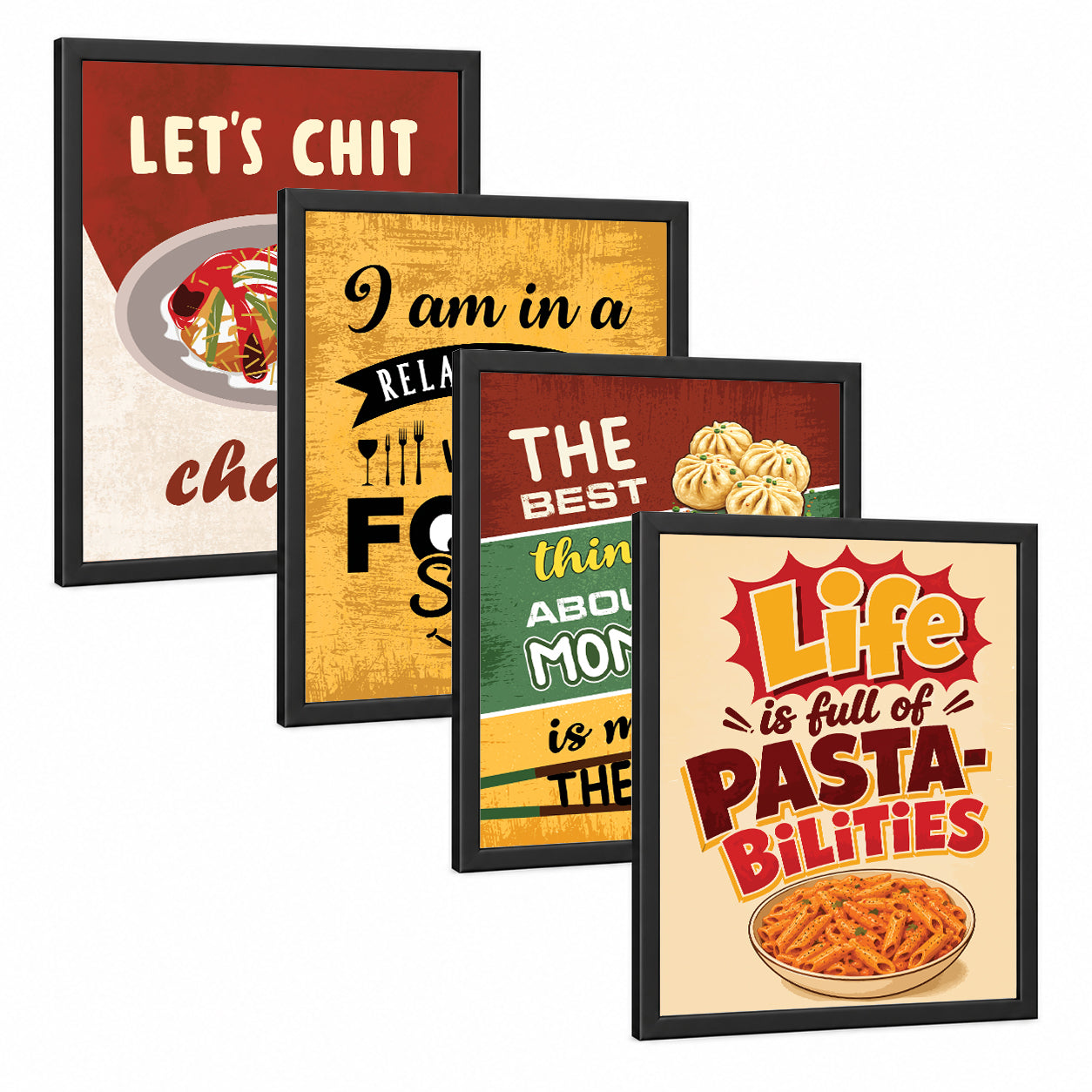 Restaurant Chaat Pasta Momos Food (Set of 4)