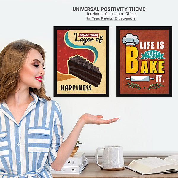 Kitchen Bakery cake food Quotes (Set of 4)